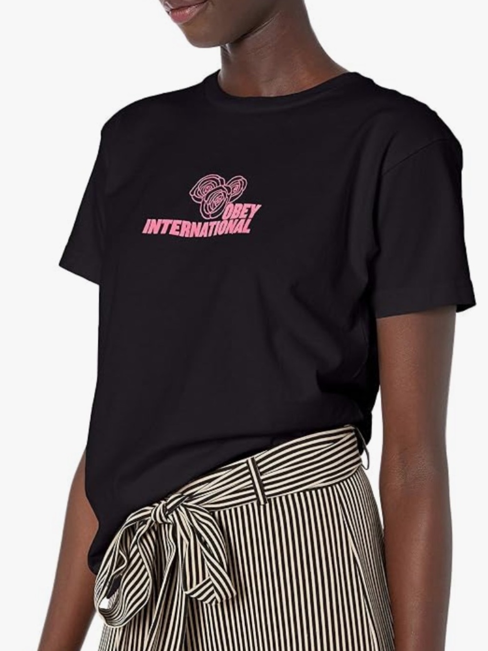 OBEY International Relaxed Boyfriend Fit Cotton International Fleur Tee Size XS